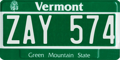 VT license plate ZAY574