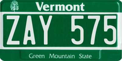 VT license plate ZAY575