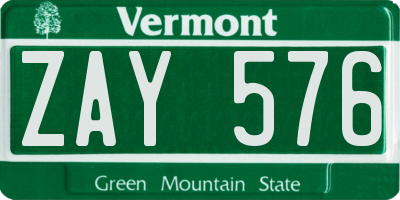 VT license plate ZAY576