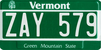 VT license plate ZAY579