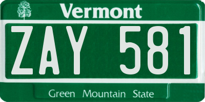VT license plate ZAY581