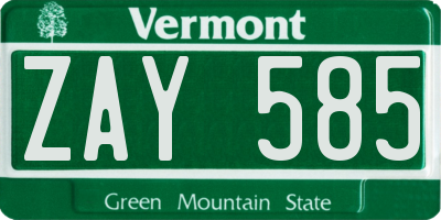 VT license plate ZAY585