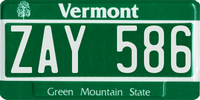VT license plate ZAY586