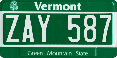 VT license plate ZAY587