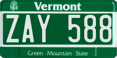 VT license plate ZAY588