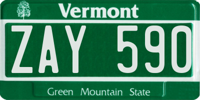 VT license plate ZAY590