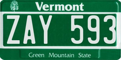 VT license plate ZAY593