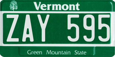 VT license plate ZAY595