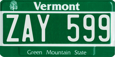 VT license plate ZAY599
