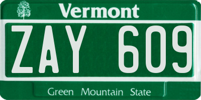 VT license plate ZAY609