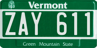 VT license plate ZAY611