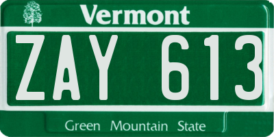 VT license plate ZAY613