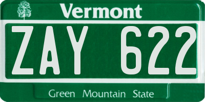 VT license plate ZAY622
