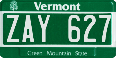 VT license plate ZAY627