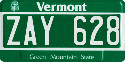 VT license plate ZAY628
