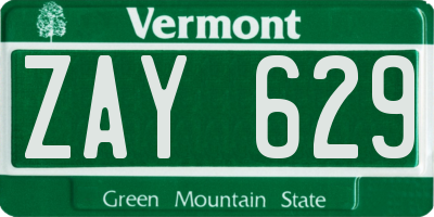 VT license plate ZAY629