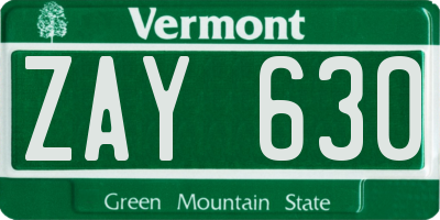 VT license plate ZAY630