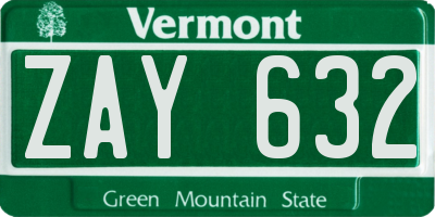 VT license plate ZAY632