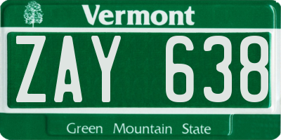 VT license plate ZAY638