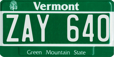 VT license plate ZAY640
