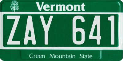 VT license plate ZAY641
