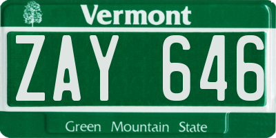 VT license plate ZAY646