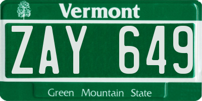VT license plate ZAY649