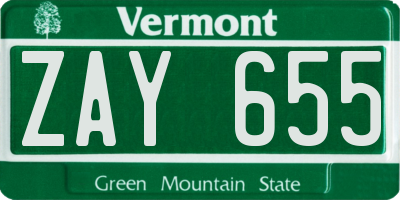 VT license plate ZAY655