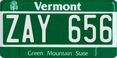 VT license plate ZAY656