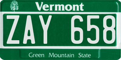 VT license plate ZAY658