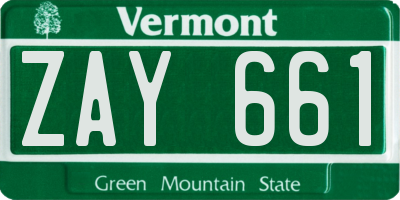 VT license plate ZAY661