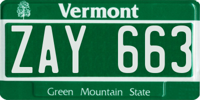 VT license plate ZAY663