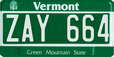 VT license plate ZAY664