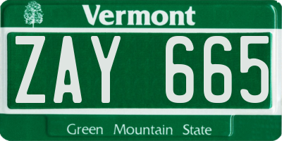 VT license plate ZAY665