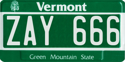 VT license plate ZAY666