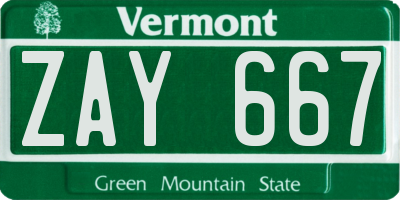 VT license plate ZAY667