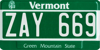 VT license plate ZAY669