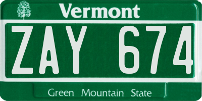 VT license plate ZAY674