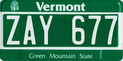 VT license plate ZAY677