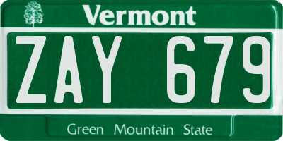 VT license plate ZAY679