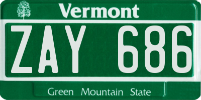 VT license plate ZAY686