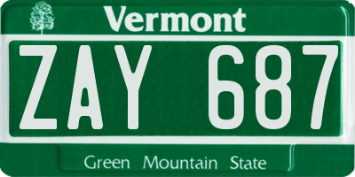 VT license plate ZAY687