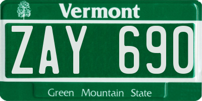 VT license plate ZAY690