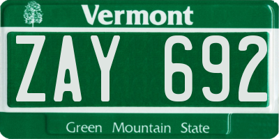 VT license plate ZAY692
