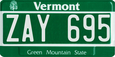 VT license plate ZAY695