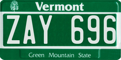 VT license plate ZAY696