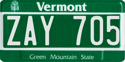 VT license plate ZAY705