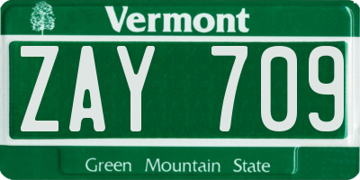 VT license plate ZAY709