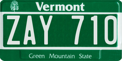 VT license plate ZAY710