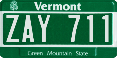 VT license plate ZAY711